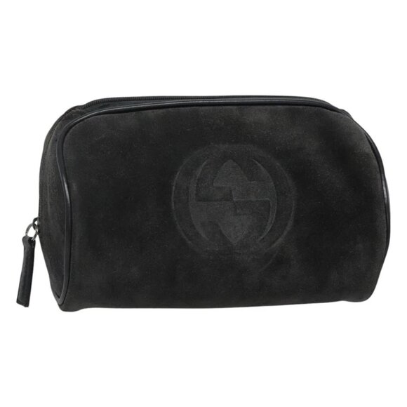 GUCCI Pouch Suede Gray Auth BA1009 - Picture 1 of 16